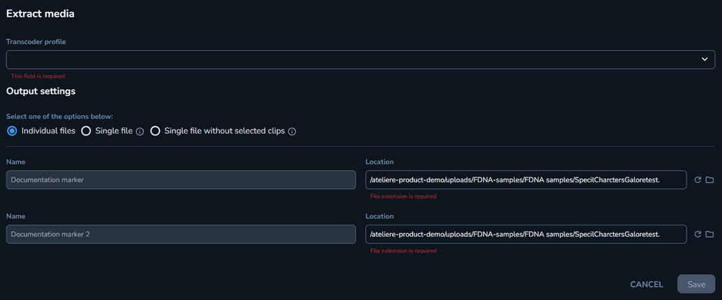 The Extract media modal