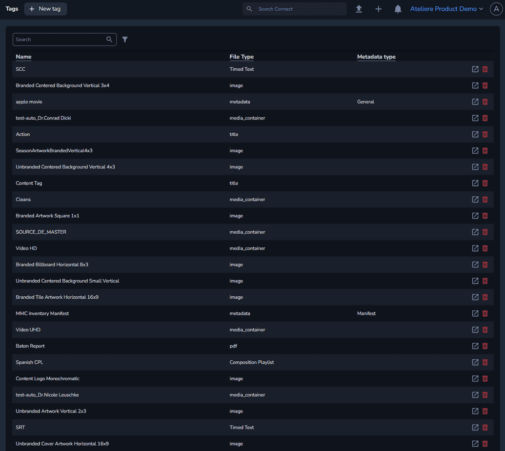 The Tags menu