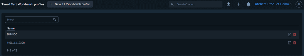 The Timed Text Workbench Profile menu