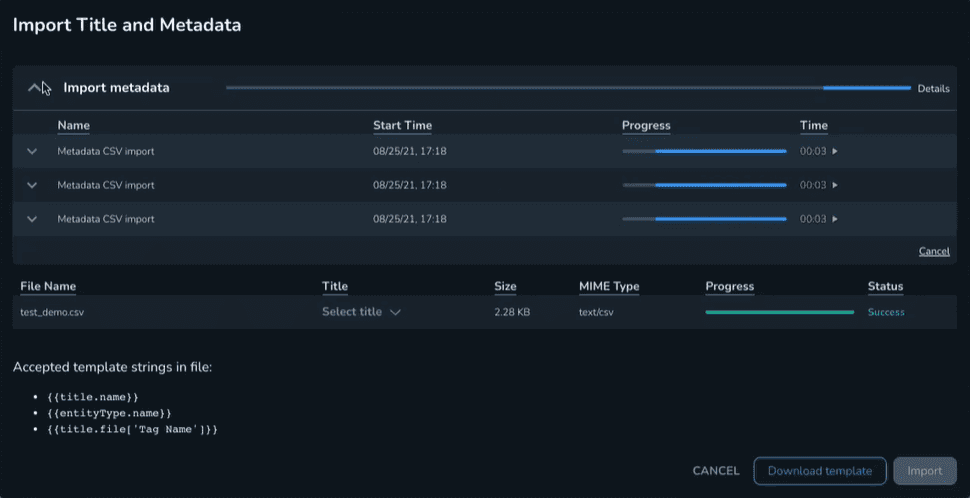 The Metadata Import workflow