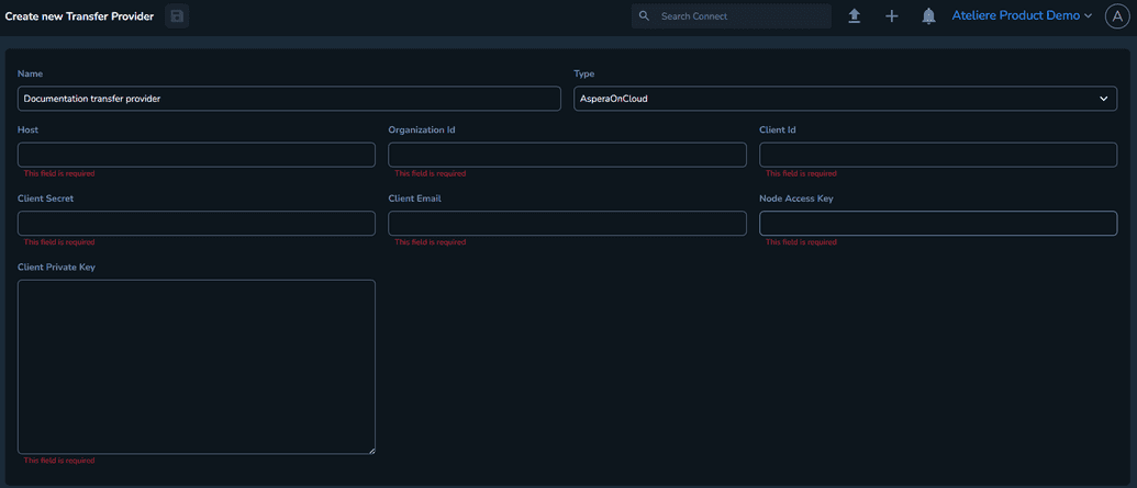 The Aspera on Cloud Transfer Provider