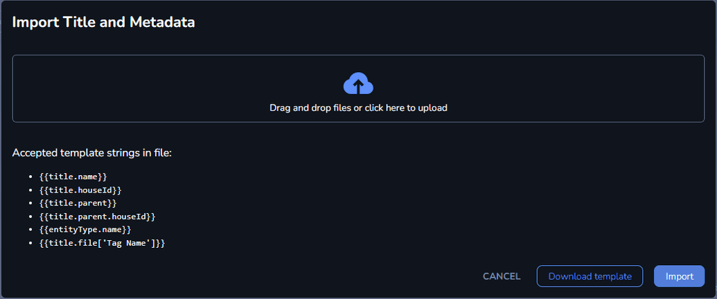 The Import Title and Metadata window
