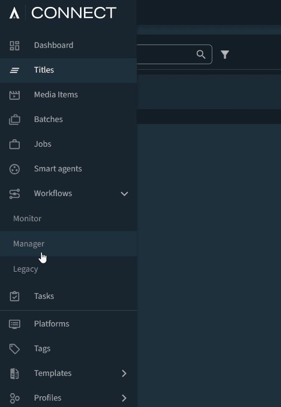 The Workflows menu