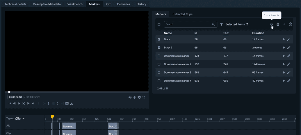 The Extract media option