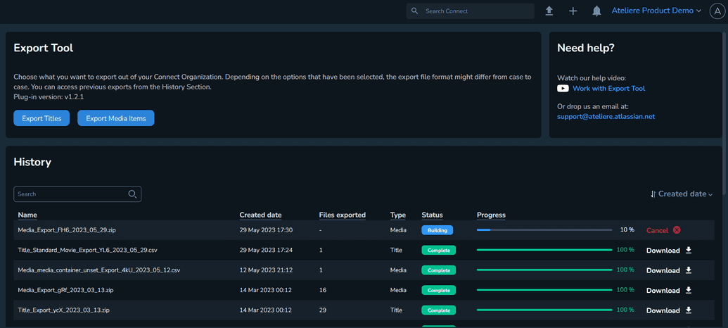  Export media items progress