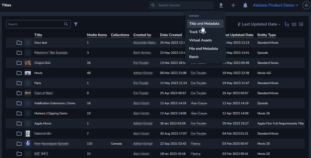 The Import Title and Metadata button