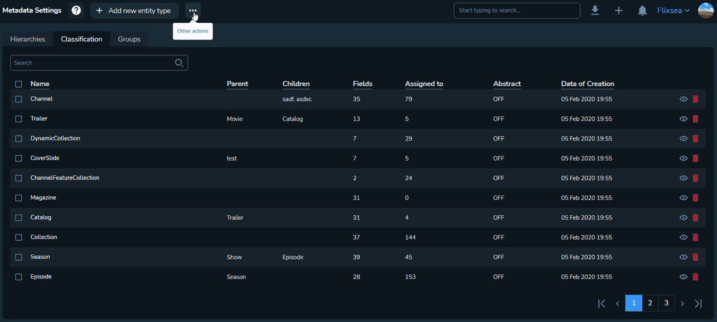 The Classifications tab