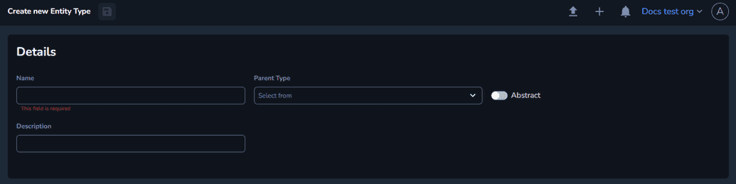 The Create New Entity Type page