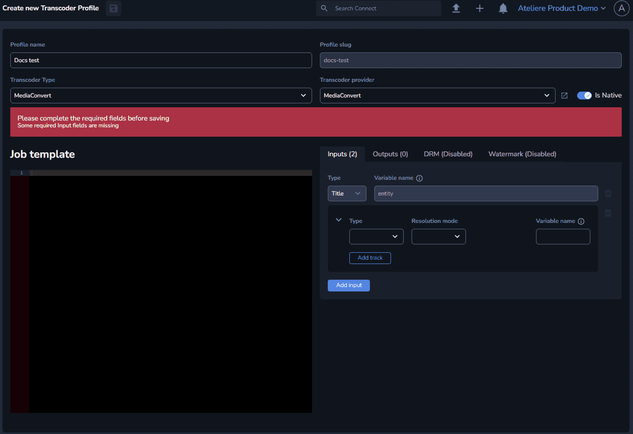 Connect Docs :: Configuring Native Transcoder Profiles