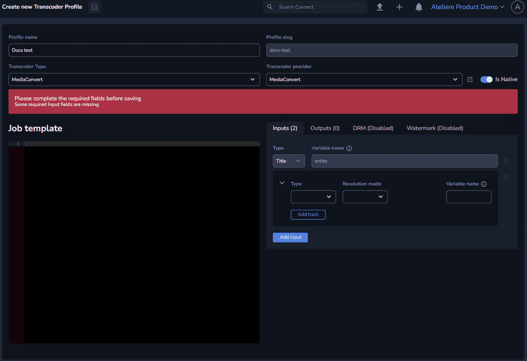 Native MediaConvert Profile
