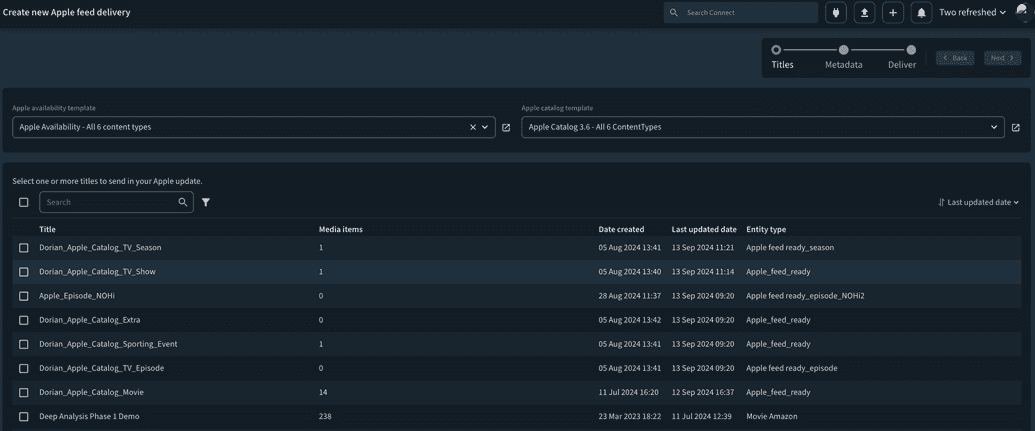  The Create new Apple feed delivery workflow