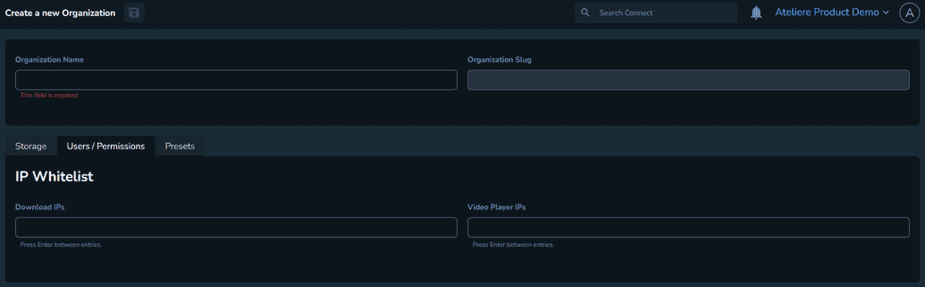The Users and Permissions tab