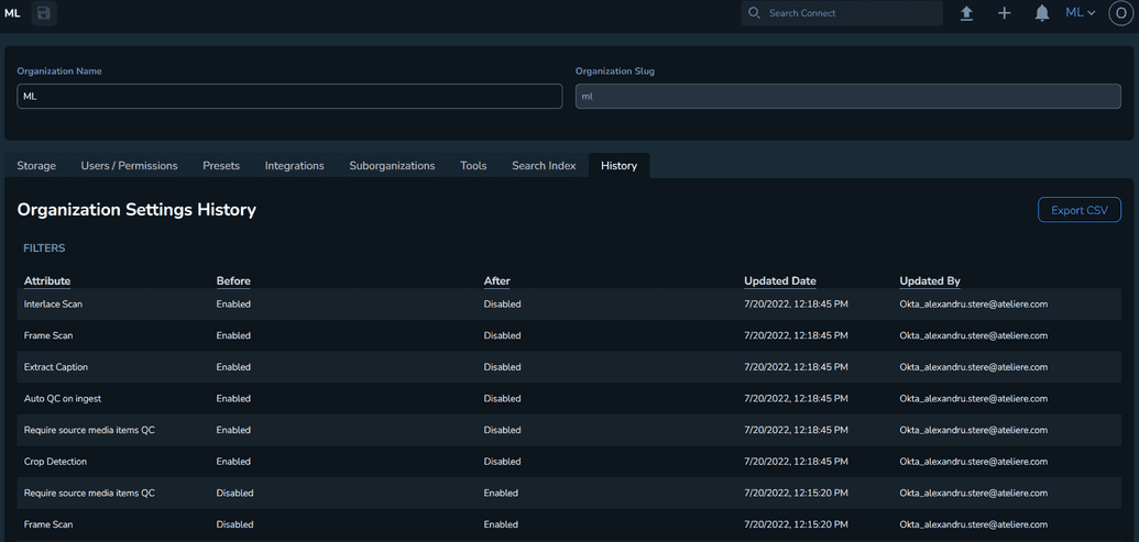 History tab