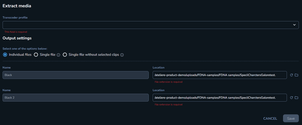 The Extract media modal