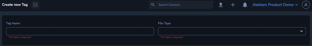 The Create new Tag page