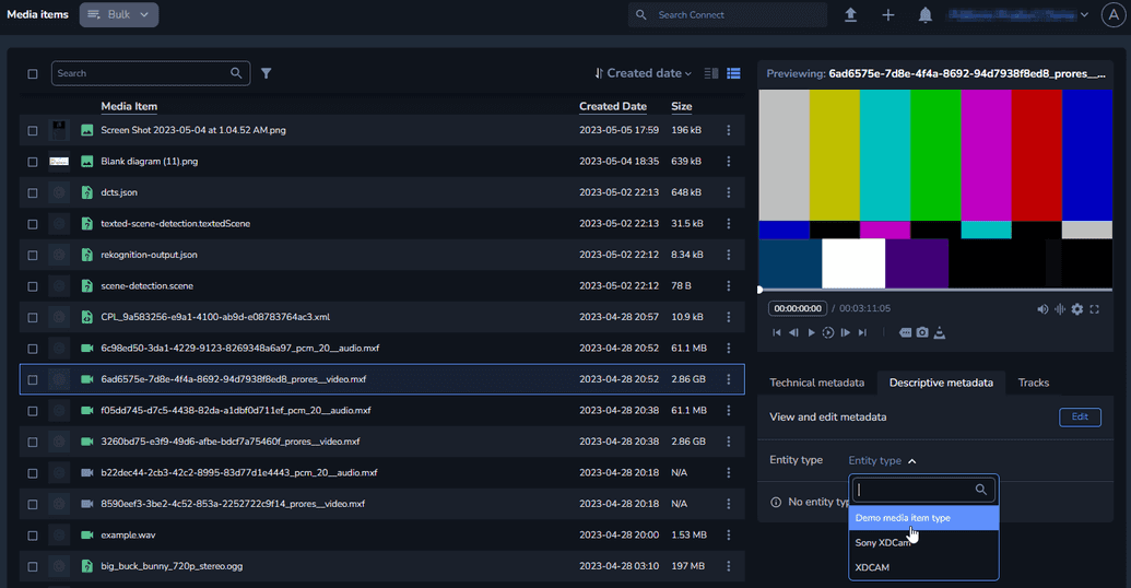 The Entity type drop-down