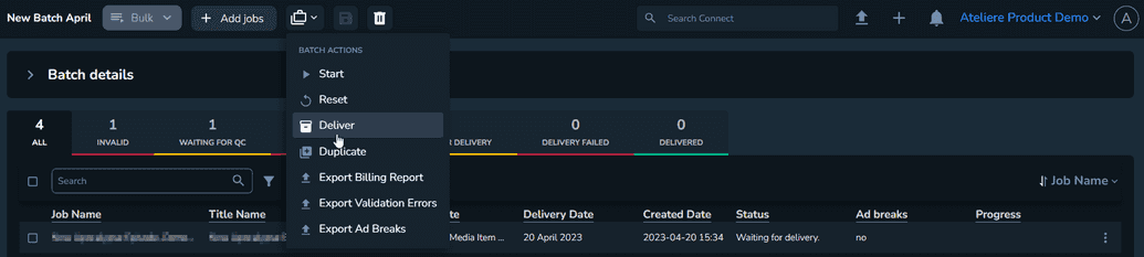 The Batch Actions menu