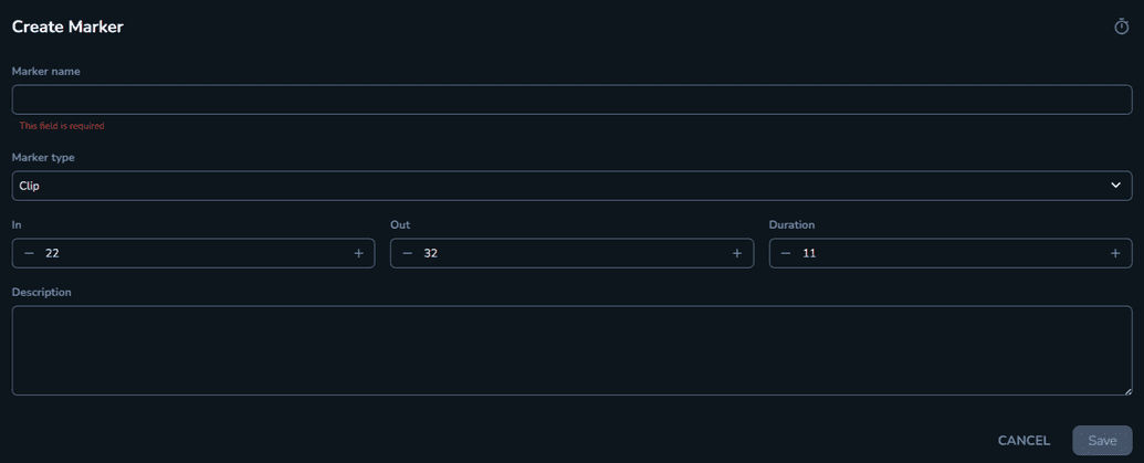 The Create Marker modal