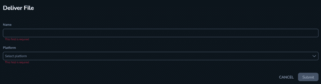  The Deliver File modal