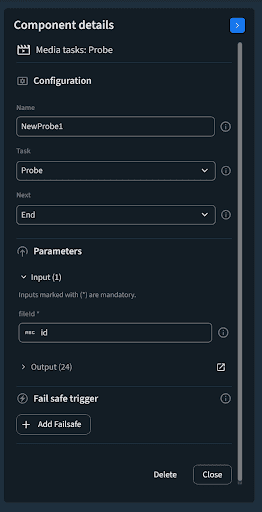 The Component details section