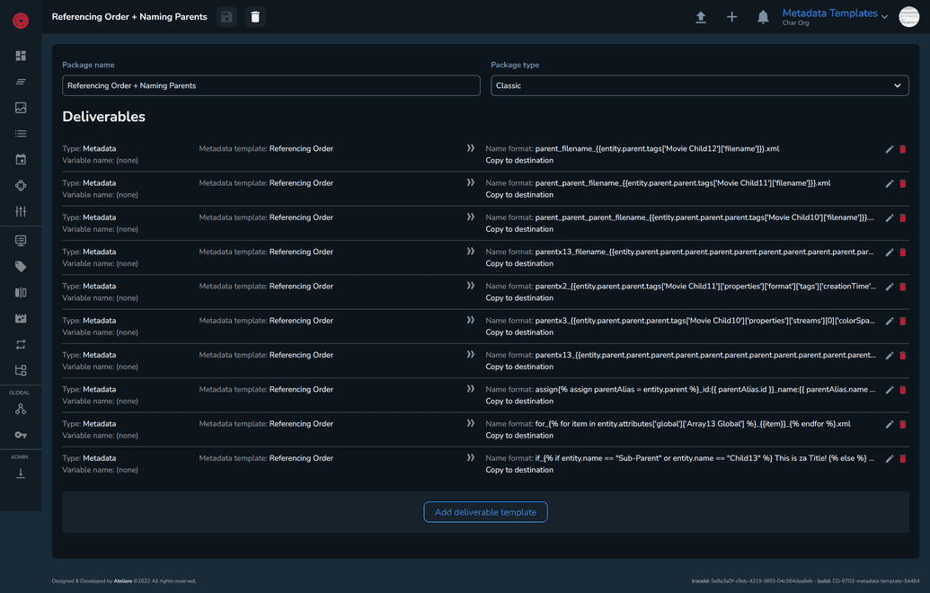 Referencing order packages