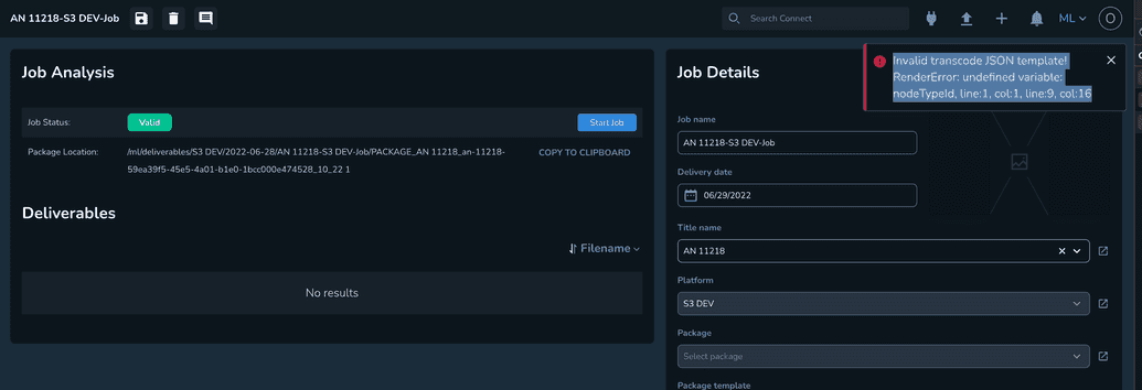 The Invalid Transcode JSON Template Error