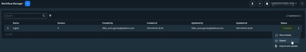 The Export option