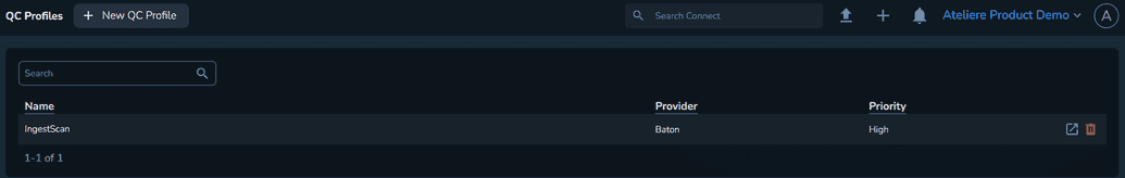 The QC Profile menu