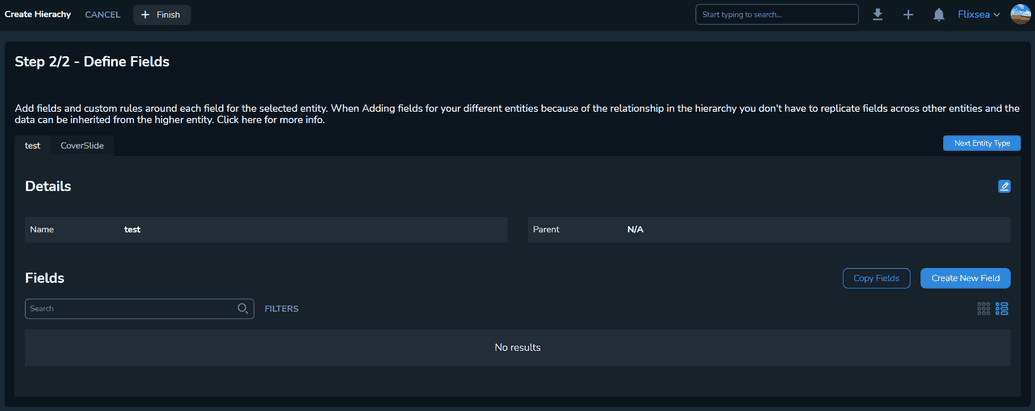 The Define Fields window