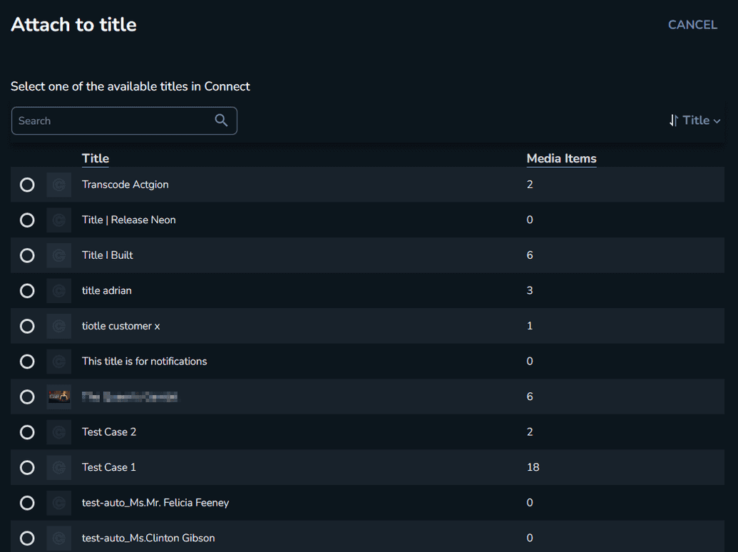 The Attach to Title modal
