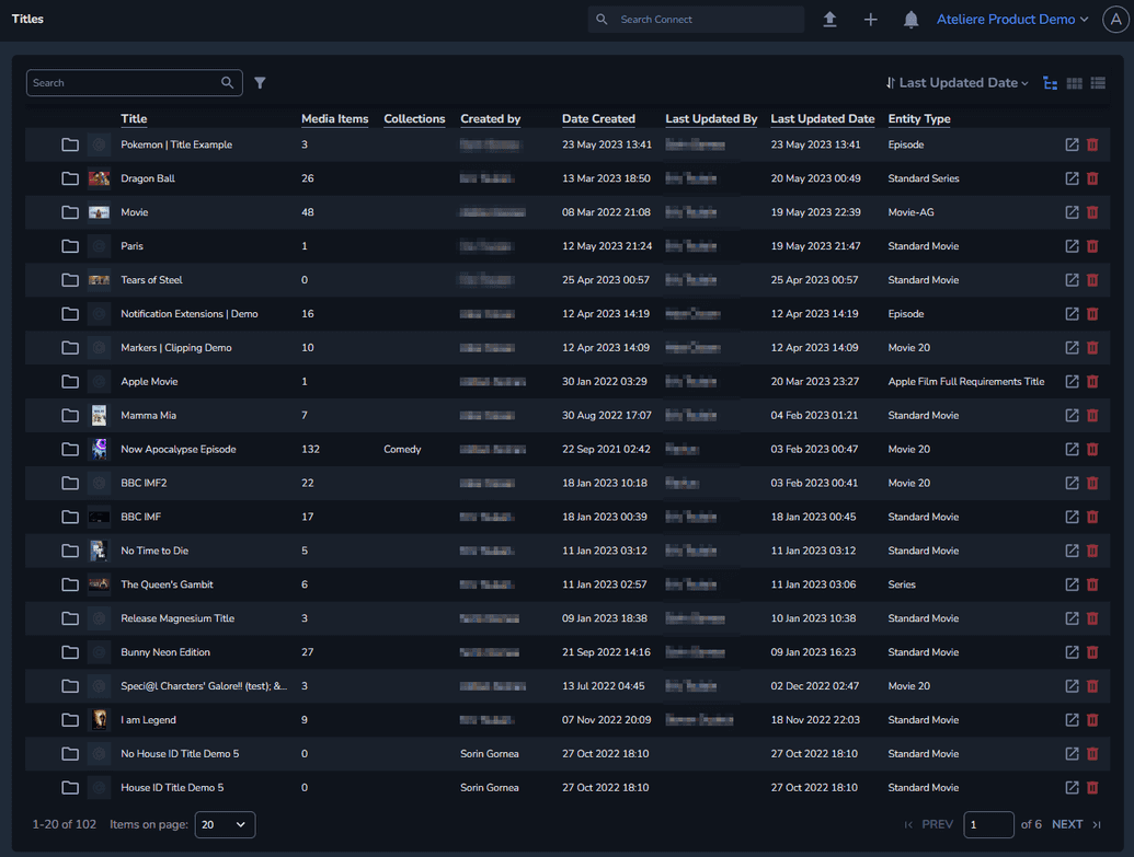 The Titles menu