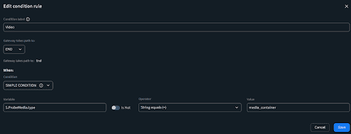 The Edit condition rule modal