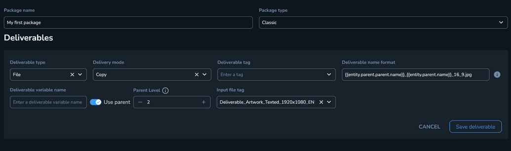 Package templates hierarchy