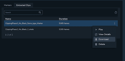 The Extracted Clips tab
