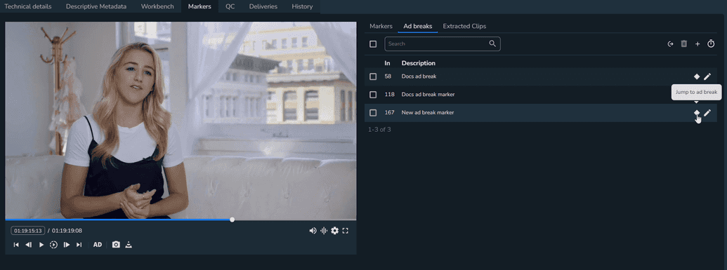 The Jump to ad break option