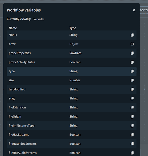 Workflow variables