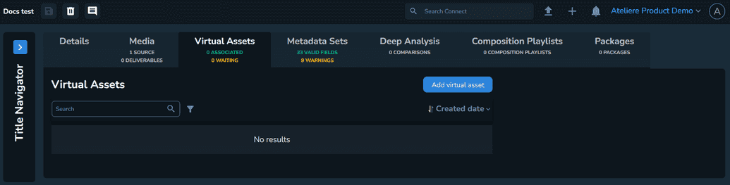 The Virtual Assets tab