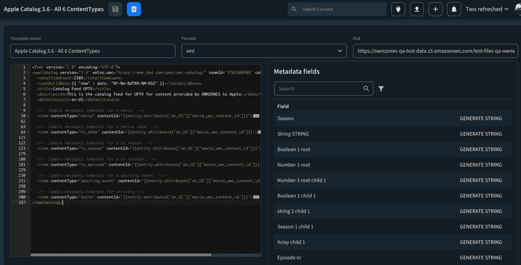  The Create new Apple feed delivery workflow
