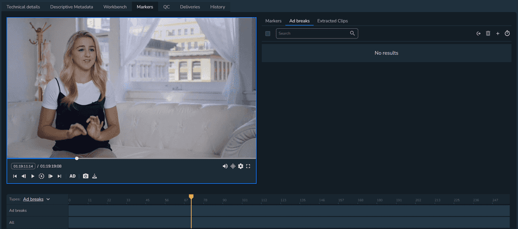 The Ad break tab