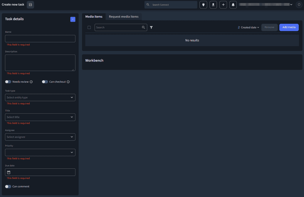 The Create new task option