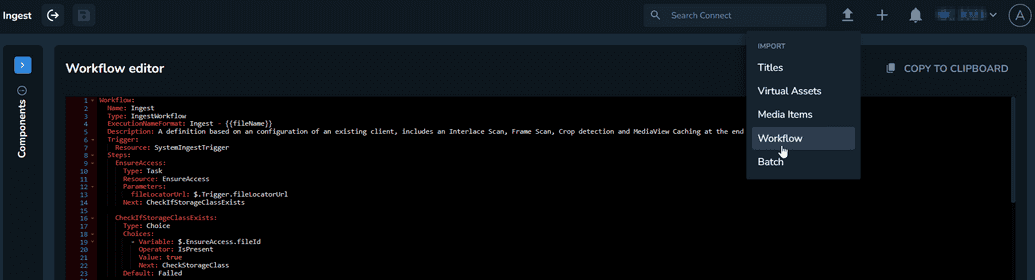 The import YAML file option